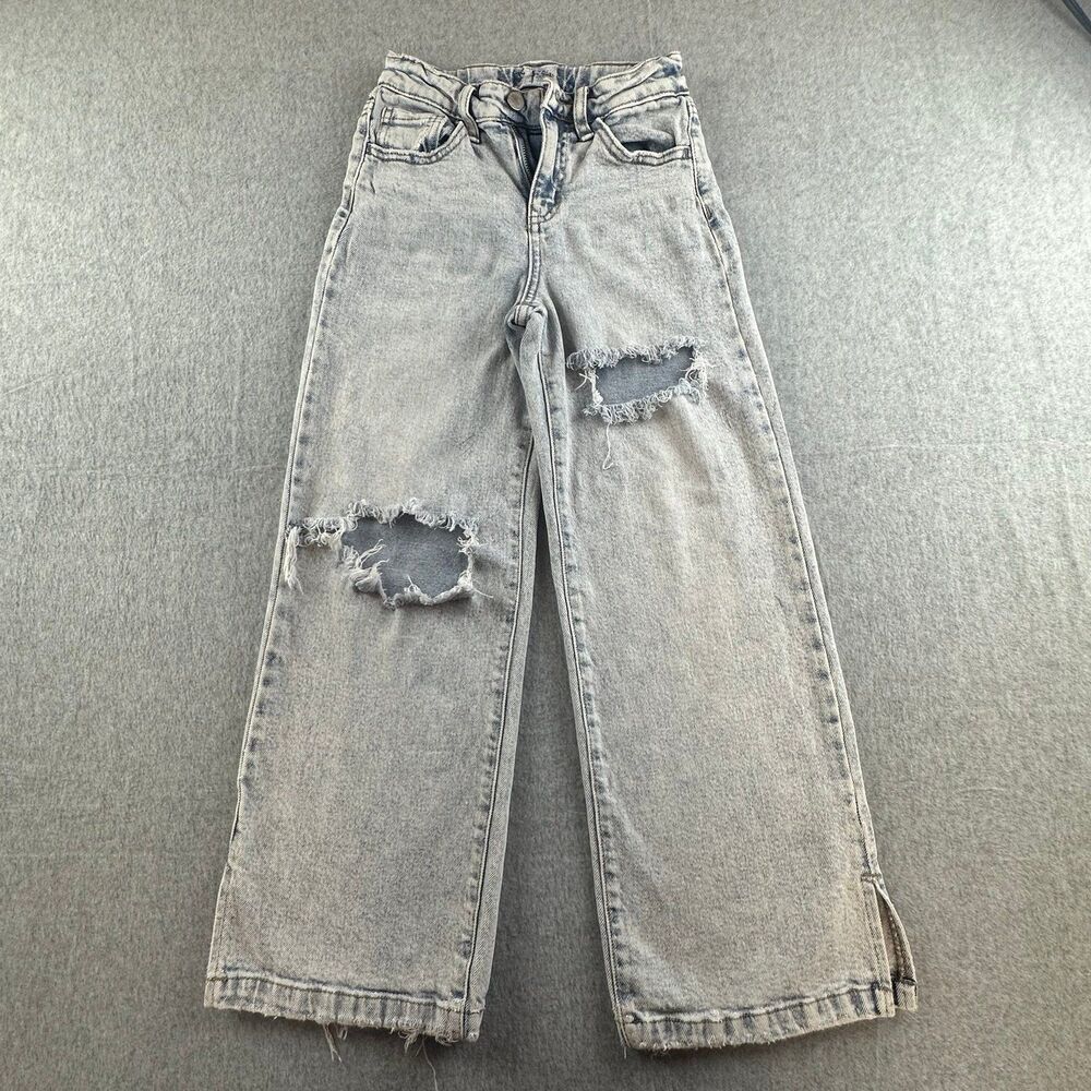 Art Class  Girls Size 8 Light Wash Wide Leg Distressed Jeans